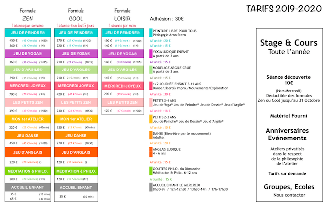 TARIFS 2019-2020